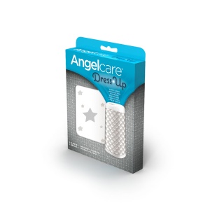 Husa decorativa pentru cos de gunoi Angelcare Dress Up, gri cu stelute, usor de curatat