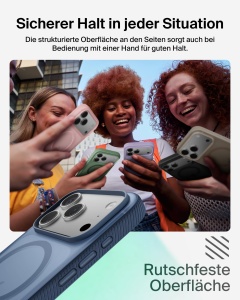 Husa iPhone 17 Pro Belkin SheerForce Grip, Transparenta, Rutschfest, Albastra - Img 5