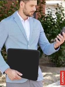 Husa laptop Lenovo 14 inch Neopren Fleece Negru Protectie premium - Img 7