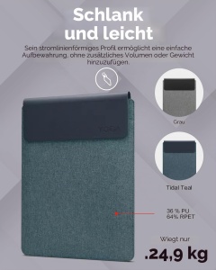 Husa Laptop Lenovo Yoga 14,5 inch, Magnet, Slim, Culoare Tidal Teal - Img 2