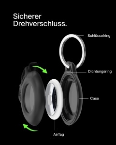 Husa pentru AirTag Belkin cu Inel de Chei, Waterproof, 2 buc, Albastru - Img 3