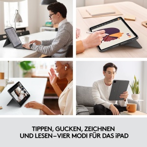 Husa pentru iPad Pro 12.9 inch Logitech Combo Touch - Pan QWERTY, Culoare Grau - Img 2