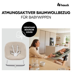 Husa pentru scaunul de masa hauck Highchair Bouncer Eco, bumbac, bej, lavabila - Img 2