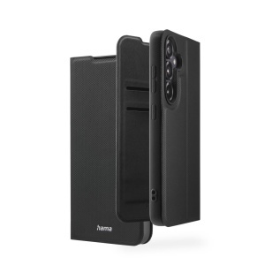 Husa pentru telefon Hama Samsung Galaxy S25, neagra, cu functie de suport si 2 carduri