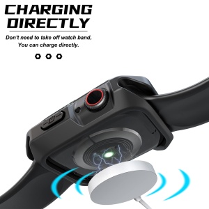 Husa Protectie pentru Ceas Inteligent Apple Watch 45 mm Series 7, Neagra, Geam Temperat - Img 3
