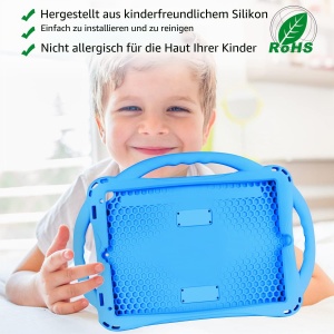 Husa protectie pentru iPad 10.2 TOPESCT, silicon, albastra, cu maner si suport - Img 3