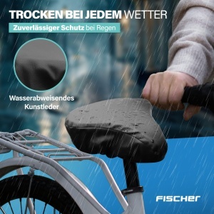 Husa Sediu Bicicleta FISCHER - 2-in-1, Negru si Imitatie Blana, Waterproof - Img 3