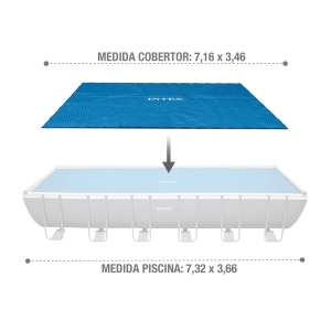 Husa solara Intex pentru Ultra Frame dreptunghiulara 732 x 366 cm, grosime 160 microni, dimensiuni de productie: 716 x 346 cm, 28017 albastru - Img 3