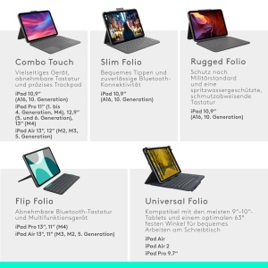 Husa Tastatura Logitech Combo Touch pentru iPad Air 13 (M2, M3, M4), Trackpad Mare, Culoare Gri - Img 6