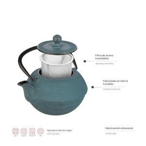 Ibili Ceainic din Fier Calit Albastru 12 Litri Interior Emaillat Compatibil Inductie - Img 2