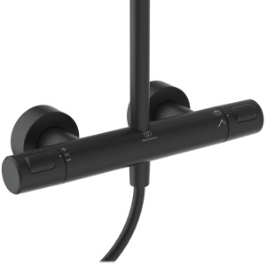 Ideal Standard A7210XG Ceratherm T25+ sistem de dus cu termostat de dus - dus de mana O 10 cm si dus deasupra capului O 26 cm - furtun de dus 175 cm - in negru matase - Img 2