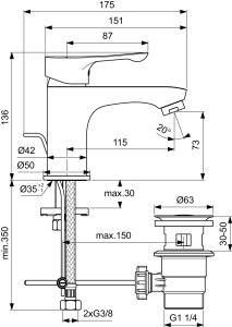 Ideal Standard BC486AA Alpha Robineta de lavoara, cromat - Img 3