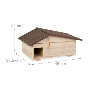 Igelhaus Relaxdays, Hotel pentru Iepuri, 2 camere, din lemn, 24x46x33,5 cm - Img 4
