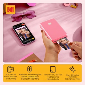 Imprimanta foto portabila KODAK Step - ZINK 2x3, Bluetooth, roz - Img 2