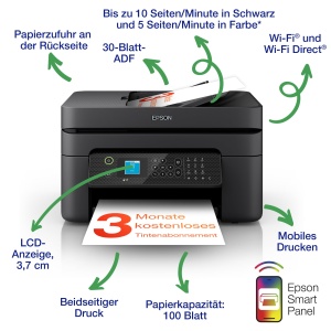 Imprimanta multifunctionala Epson Workforce WF-2930DWF, A4, wireless, compacta - Img 3