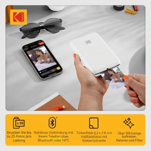 Imprimanta Portabila KODAK Step, BluetoothNFC, ZINK, Alb - Img 2