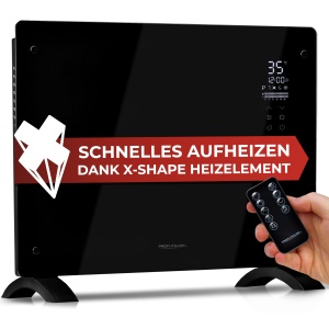 Incalzitor electric ProfiCare(r) cu fata din sticla si element de incalzire in forma de X | Radiator mobil potrivit si pentru montarea pe perete | Incalzitor convector cu 2 niveluri de caldura | incalzire silentioasa - 0dB | PC-GKH 3118 negru - Img 8