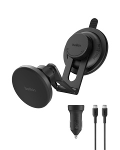 Incarcator auto Belkin BoostCharge Qi2, 15W, magnetic, negru