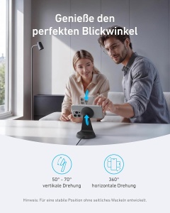 Incarcator wireless Anker MagGo 2-in-1, 15W, design elegant, compatibil cu iPhone si AirPods - Img 4