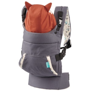 Infantino - Marsupiu pentru copii Cuddle Up - Design Fox - Ergonomic - Gluga de vulpe detasabila, calda - Pozitii multiple de transport - Reglabil - Confortabil - Usor de curatat - Pentru bebelusi de la 5,4 la 18 kg