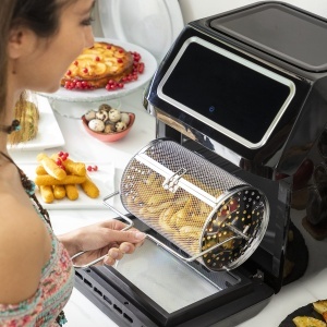 InnovaGoodsr Air Fryer 12L airfryer 1800W cu 100 retete in DE Friteuza cu aer cald cu 8 accesorii 10 programe touch screen cronometru cuptor cu convec - Img 5