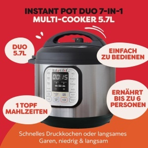 Instant Pot Duo 7-in-1 Multicooker 57L - Otel inoxidabil periat oala sub presiune mare aragaz lent aragaz de orez tigaie aparat de iaurt abur si incal - Img 2