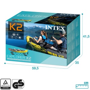 Intex 68307NP - Caiac gonflabil Explorer K2, 2 persoane, cu accesorii, PVC, galben, 312x91x51 cm - Img 7