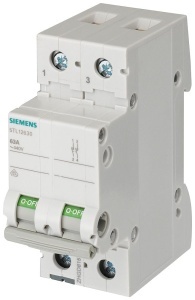 Intrerupator de siguranta Siemens 5TL, 2 poli, 40A, pentru sina DIN