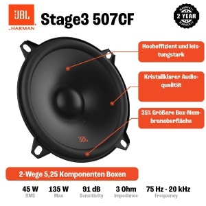JBL Stage3 607CF Sistem de sunet auto cu 2 cai - 250 Watt Components Pro Sound Set de difuzoare auto cu difuzoare incorporate de 160 mm - 65 inchi si  - Img 4