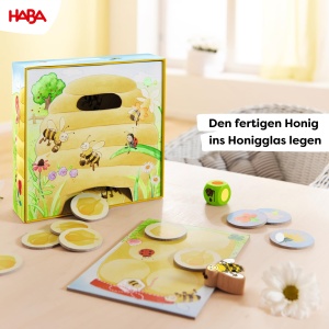 Joc cooperativ HABA Hanni Honigbiene cu figurina din lemn si zar colorat - Img 3