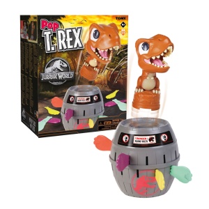Joc de actiune Tomy Pop Up T-Rex T73290 pentru copii, 4-8 ani, Jurassic World