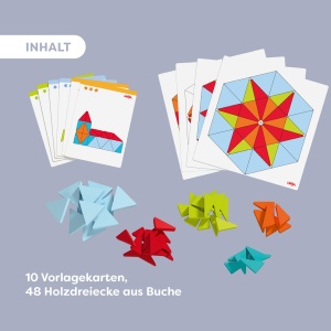 Joc de Constructie HABA Mosaik-Dreiecke 48 Piese din Lemn, 10 Carti cu Model - Img 8