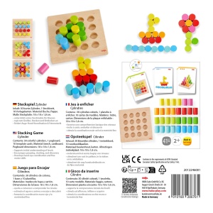 Joc de constructie HABA Zylinder 30 blocuri colorate din lemn, 10 carti model - Img 8