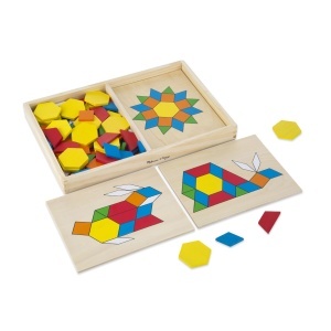 Joc de constructie Melissa And Doug Mosaice din lemn cu 120 piese colorate