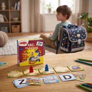 Joc de societate HABA ABC-Zauberduell - Invatarea literelor, 6 ani, din lemn si carton - Img 5
