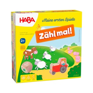 Joc de societate HABA Zahl mal - Joc de numarat cu figurine din lemn pentru copii de la 2 ani