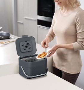 Joseph Joseph Stack 4 Cos de Compost Bucatarie 4 Litri Graphit Filtru Anti-Miros - Img 5