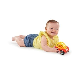 Jucarie auto Bright Starts Oball Rattle Roll pentru bebelusi 3 luni albastru sau rosu - Img 10