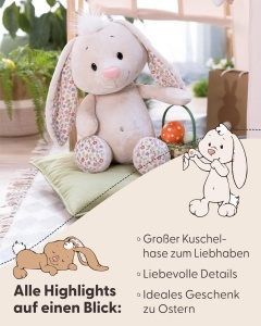 Jucarie de plus NICI Hase 50cm - bej, cu detalii florale - Img 6