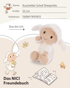 Jucarie de plus NICI Kuscheltier Schaf Sheepmila 22cm, alb, moale, ideal pentru copii si adulti - Img 5