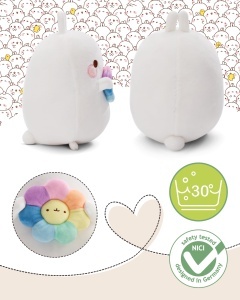 Jucarie de plus NICI Molang 61165 cu floare curcubeu alb in cutie cadou - Img 3