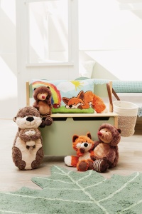 Jucarie de plus NICI Otter Oda & Odalina 40 x 20 cm - perna de plus 2 in 1 din plus moale, perna decorativa in forma de vidra pentru copii si adulti, 49169, idee de cadou grozava, bej si gri - Img 2