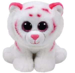 Jucarie de plus Tabor Tiger roz alb 33 cm, Beanie Classic, cu ochi stralucitori - Img 2