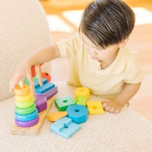 Jucarie din lemn Melissa Doug - Set 25 piese, forme geometrice, pentru copii 2 - Img 6