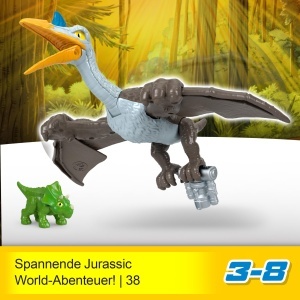 Jucarie Dinosaurus Quetzalcoatlus Fisher-Price HML44, 3-8 ani, cu Triceratops - Img 2