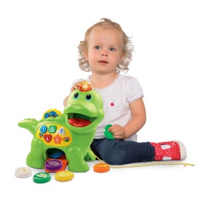 Jucarie Educativa VTech Baby Futter Mich Dino Dinosaur Interactiv cu 8 Fise Colorate - Img 2