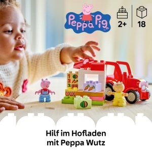 Jucarie LEGO DUPLO Peppa Wutz Traktor si Stand de Piata, 18 piese, cu 2 figurine - Img 2