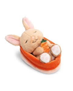 Jucarie plus NICI Iepuras cu Morcov 12cm maro din materiale reciclate model 61584