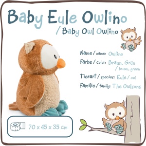 Jucarie Plush NICI Baby-Eule Owlino 70 cm, Culoare MaroVerde, Ideal pentru Bebei si Copii - Img 3