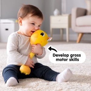 Jucarie senzoriala Lamaze Wacky Giraffe pentru bebelusi cu sunete amuzante si design sigur - Img 5
